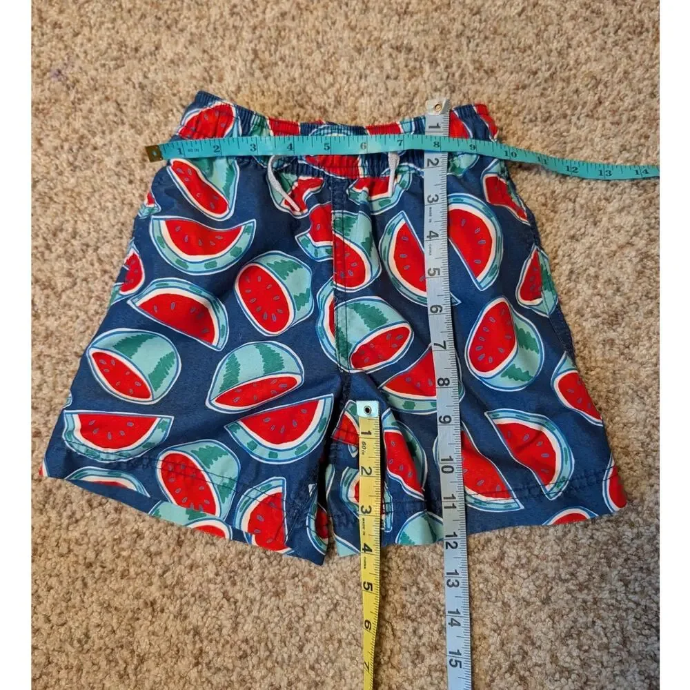 Hanna Andersson Boys Blue Watermelon Print Swim Trunks Mesh Lined Shorts Size 4
